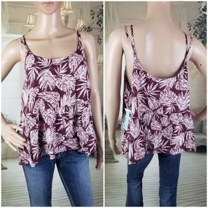 Abound Peplum Tank Ruffle Hem Burgundy.